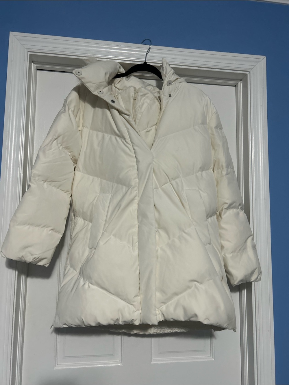 NWT Seraphine Maternity Adora size 6 white chevron puffer coat babywearing - Picture 6 of 15